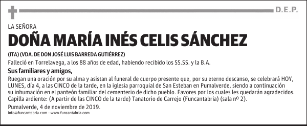 DOÑA MARÍA INÉS CELIS SÁNCHEZ