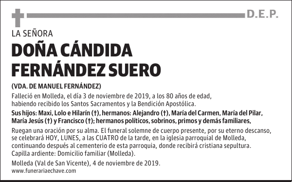 DOÑA CÁNDIDA FERNÁNDEZ SUERO
