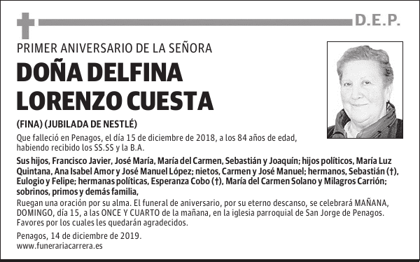 DOÑA DELFINA LORENZO CUESTA