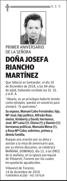 DOÑA JOSEFA RIANCHO MARTÍNEZ