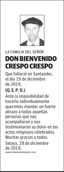 DON BIENVENIDO CRESPO CRESPO