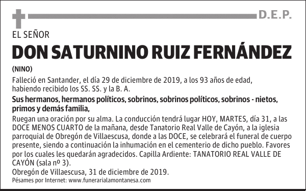 DON SATURNINO RUIZ FERNÁNDEZ