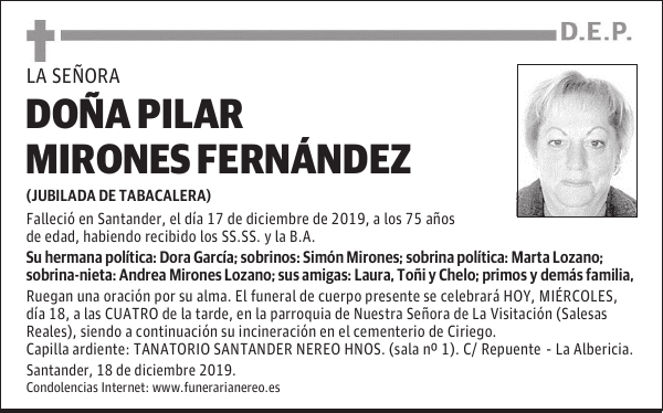 DOÑA PILAR MIRONES FERNÁNDEZ