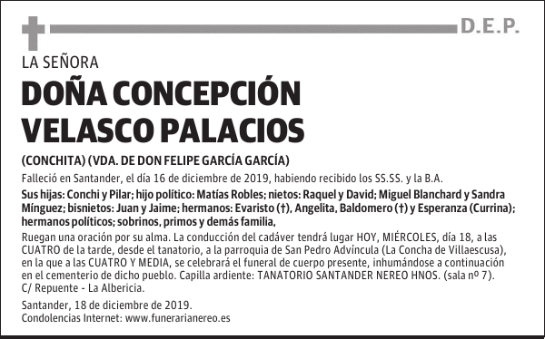 DOÑA CONCEPCIÓN VELASCO PALACIOS