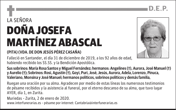 DOÑA JOSEFA MARTÍNEZ ABASCAL