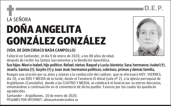 DOÑA ANGELITA GONZÁLEZ GONZÁLEZ