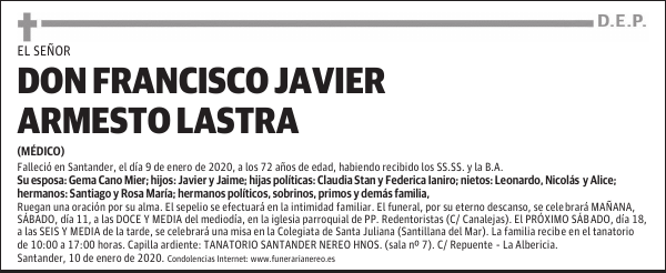 DON FRANCISCO JAVIER ARMESTO LASTRA