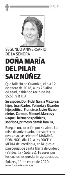 DOÑA MARÍA DEL PILAR SAIZ NÚÑEZ
