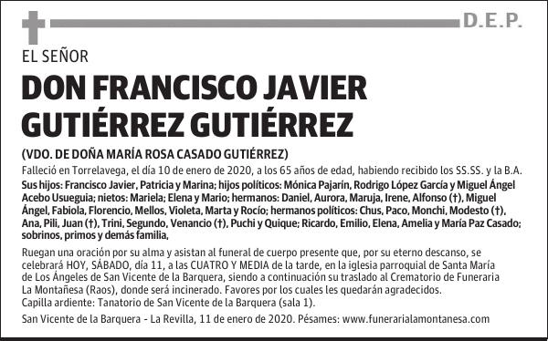DON FRANCISCO JAVIER GUTIÉRREZ GUTIÉRREZ