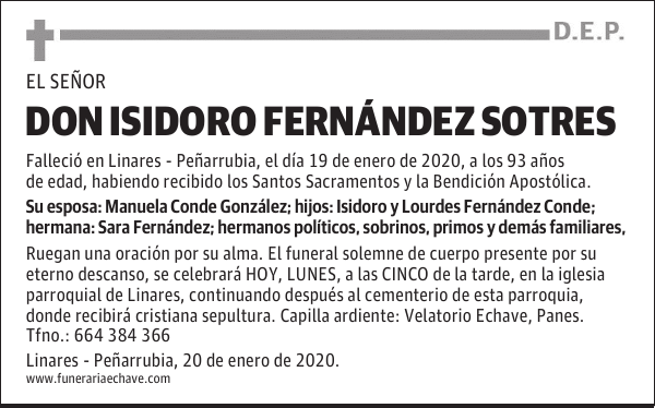 DON ISIDORO FERNÁNDEZ SOTRES