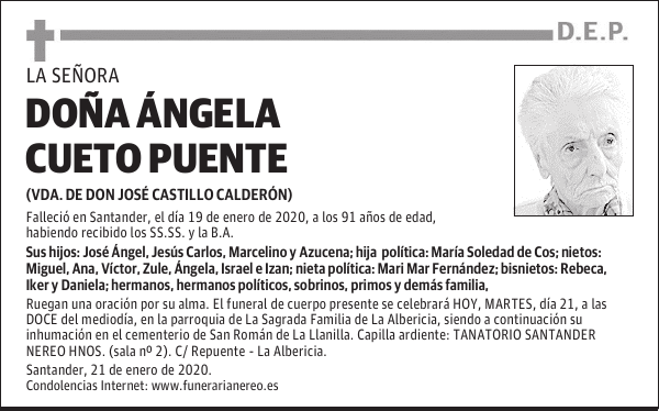DOÑA ÁNGELA CUETO PUENTE