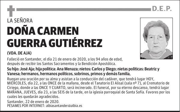 DOÑA CARMEN GUERRA GUTIÉRREZ