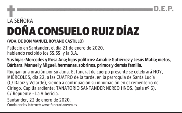 DOÑA CONSUELO RUIZ DÍAZ