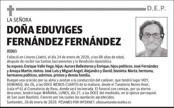 DOÑA EDUVIGES FERNÁNDEZ FERNÁNDEZ