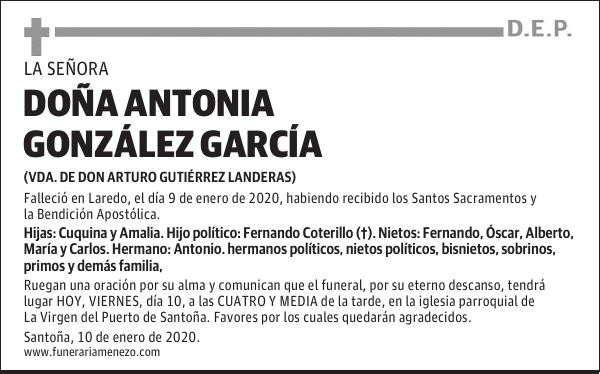 DOÑA ANTONIA GONZÁLEZ GARCÍA