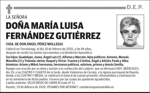 DOÑA MARÍA LUISA FERNÁNDEZ GUTIÉRREZ