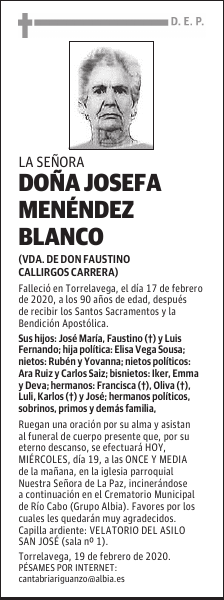 DOÑA JOSEFA MENÉNDEZ BLANCO