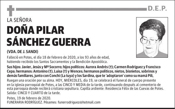 DOÑA PILAR SÁNCHEZ GUERRA
