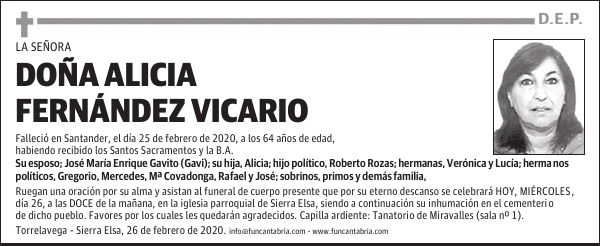 DOÑA ALICIA FERNÁNDEZ VICARIO