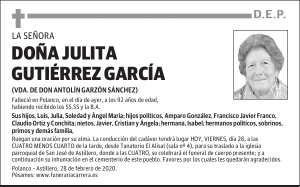 DOÑA JULITA GUTIÉRREZ GARCÍA