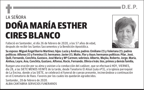 DOÑA MARÍA ESTHER CIRES BLANCO