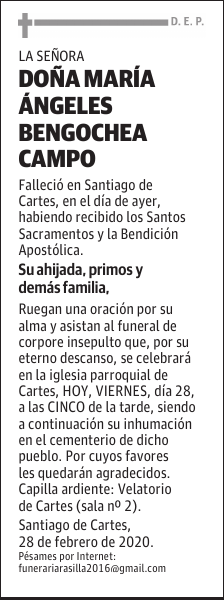 DOÑA MARÍA ÁNGELES BENGOCHEA CAMPO
