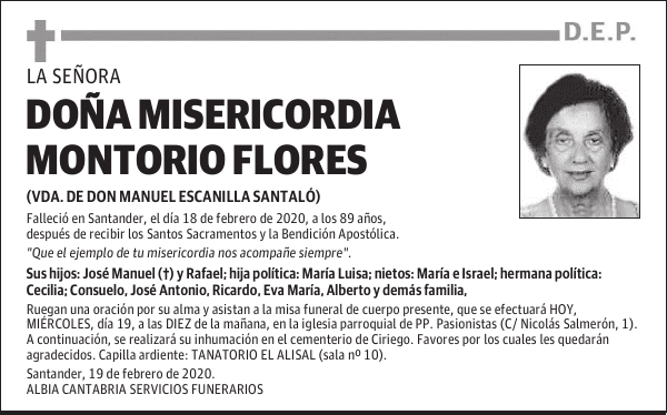 DOÑA MISERICORDIA MONTORIO FLORES