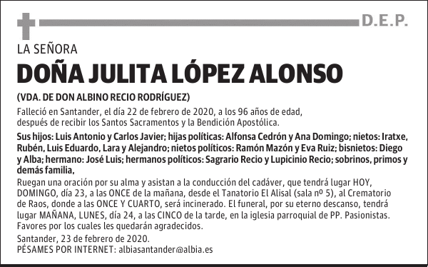DOÑA JULITA LÓPEZ ALONSO
