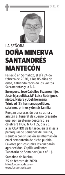 DOÑA MINERVA SANTANDRÉS MANTECÓN