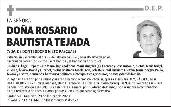 DOÑA ROSARIO BAUTISTA TEJADA