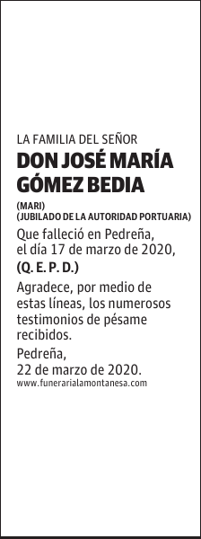 DON JOSÉ MARÍA GÓMEZ BEDIA