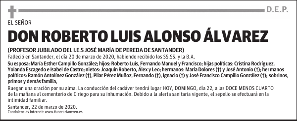 DON ROBERTO LUIS ALONSO ÁLVAREZ