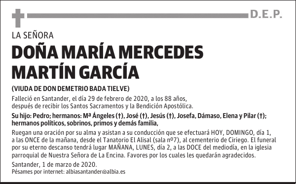 DOÑA MARÍA MERCEDES MARTÍN GARCÍA