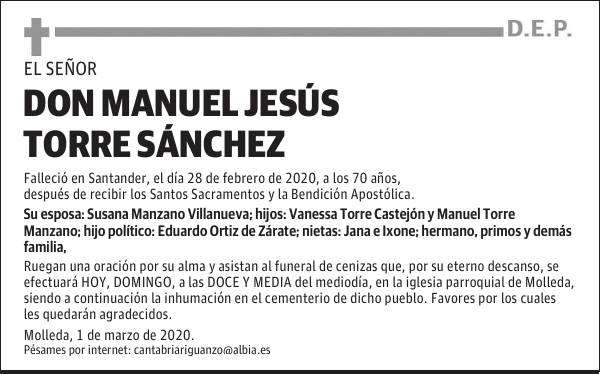 DON MANUEL JESÚS TORRE SÁNCHEZ