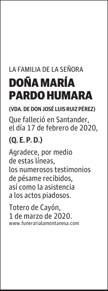 DOÑA MARÍA PARDO HUMARA