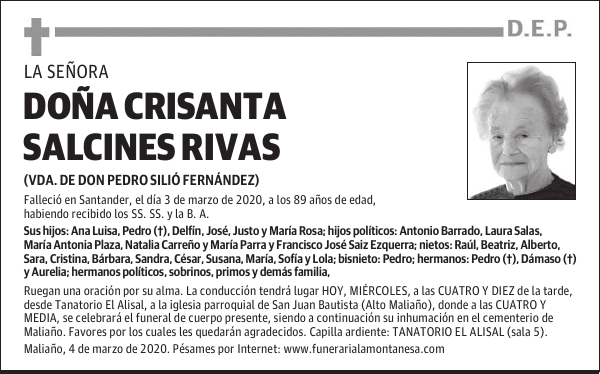 DOÑA CRISANTA SALCINES RIVAS