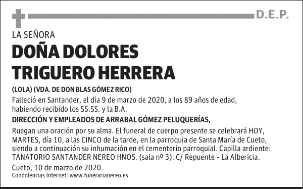DOÑA DOLORES TRIGUERO HERRERA