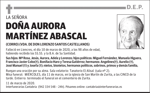 DOÑA AURORA MARTÍNEZ ABASCAL