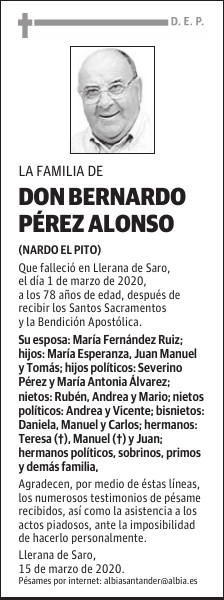 DON BERNARDO PÉREZ ALONSO