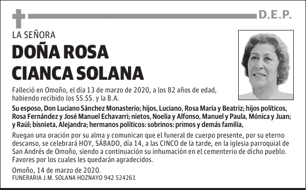 DOÑA ROSA CIANCA SOLANA