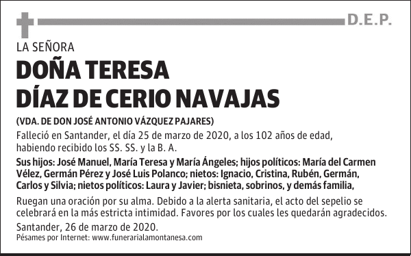 DOÑA TERESA DÍAZ DE CERIO NAVAJAS