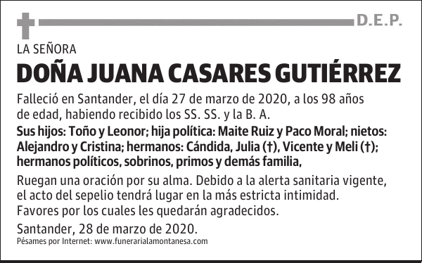 DOÑA JUANA CASARES GUTIÉRREZ