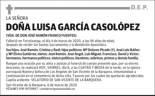 DOÑA LUISA GARCÍA CASOLÓPEZ