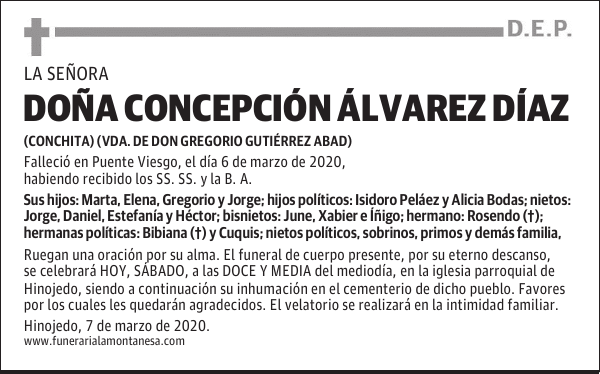 DOÑA CONCEPCIÓN ÁLVAREZ DÍAZ