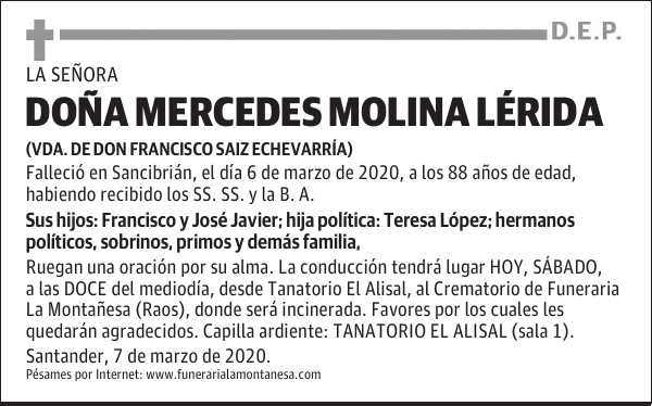 DOÑA MERCEDES MOLINA LÉRIDA