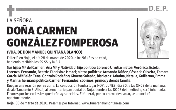 DOÑA CARMEN GONZÁLEZ FOMPEROSA