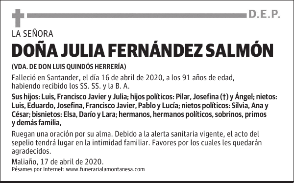 DOÑA JULIA FERNÁNDEZ SALMÓN
