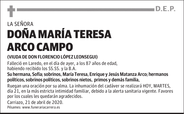 DOÑA MARÍA TERESA ARCO CAMPO