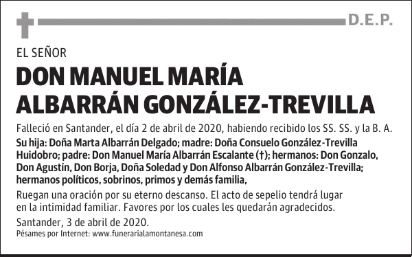 DON MANUEL MARÍA ALBARRÁN GONZÁLEZ-TREVILLA