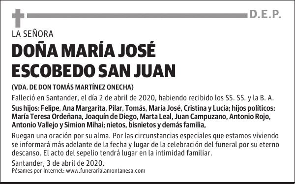 DOÑA MARÍA JOSÉ ESCOBEDO SAN JUAN